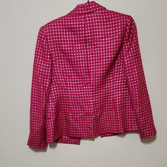 Vibrant Pink Gingham Blazer Tailored Fit - Picture 8 of 11